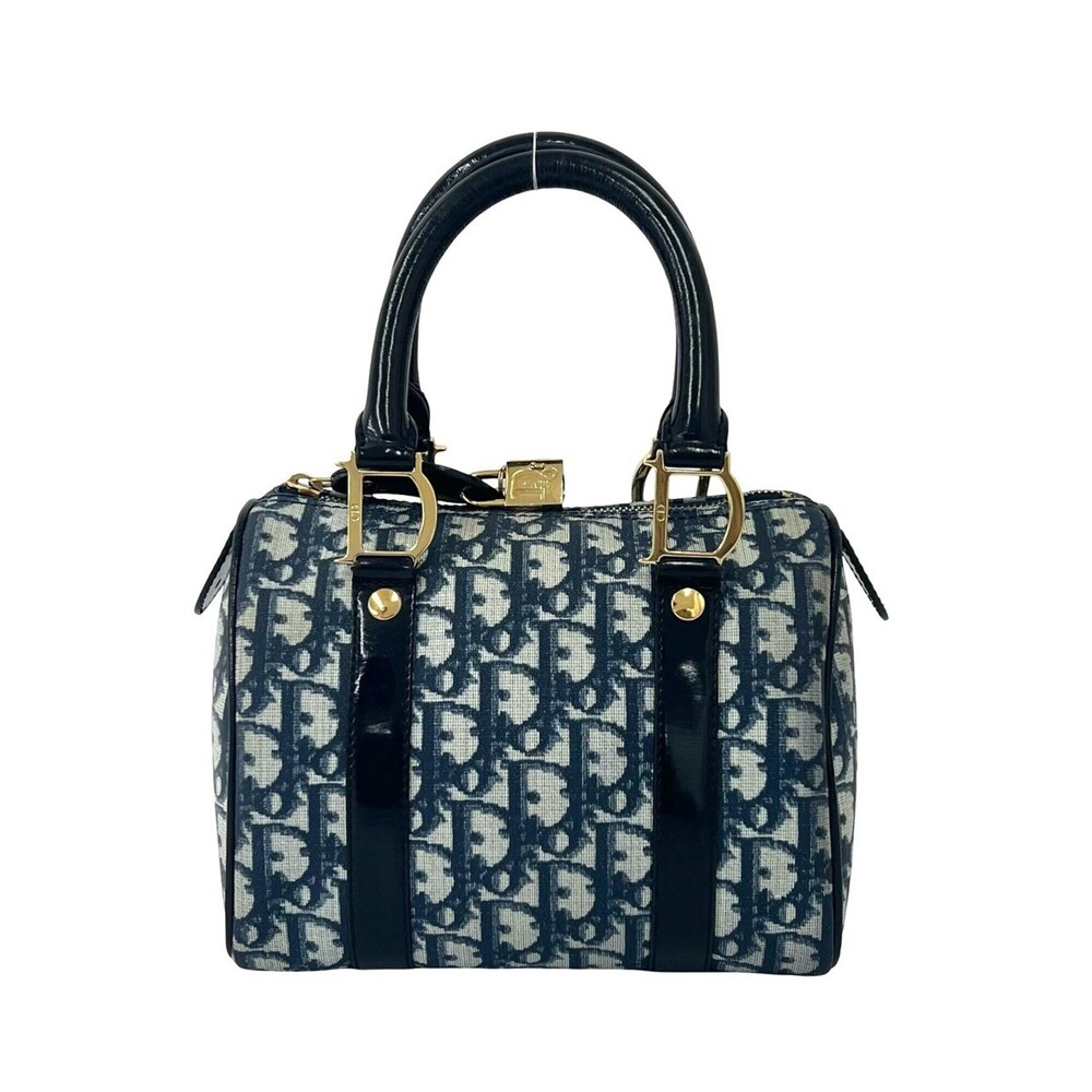 Christian Dior Vintage Trotter Logo Hardware Leather Handbag Mini Boston Bag ...
